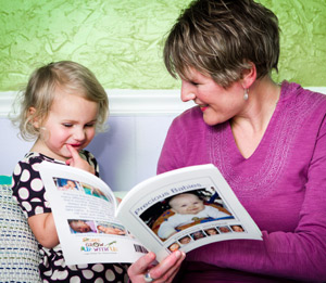 Mother and child reading a book